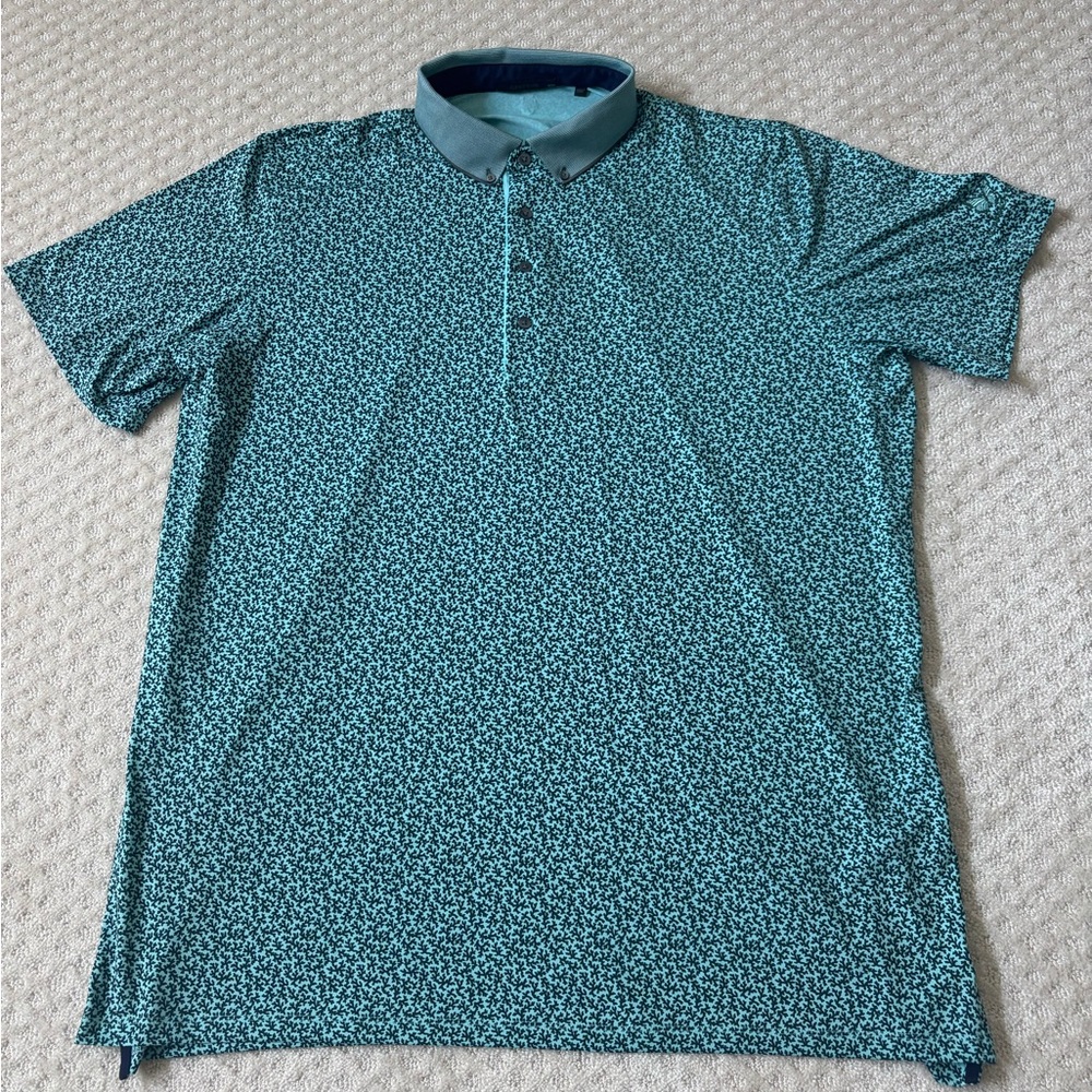 Greyson Blue Polo Shirt with Geometric Pattern